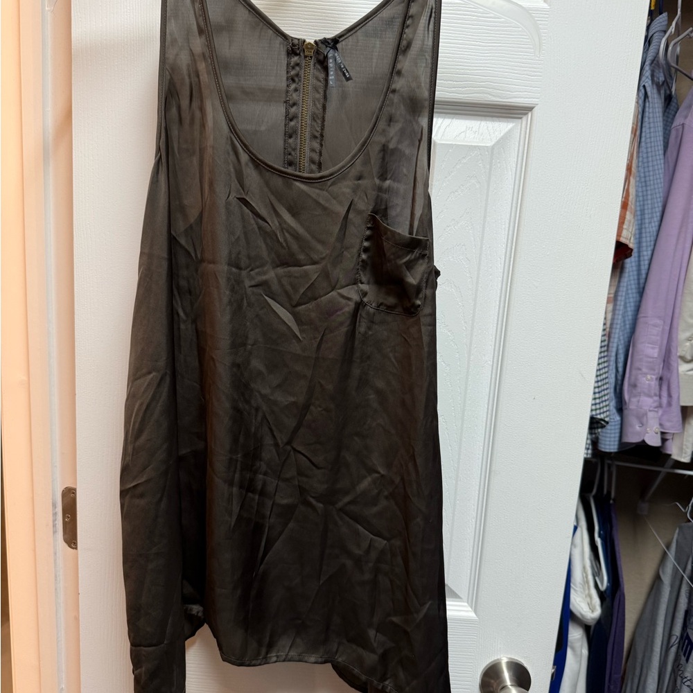 Lapis Metallic Bronze Zippered Top